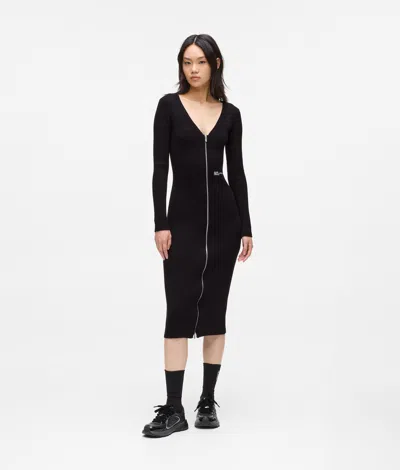 Kl Jeans Zip-front Knit Dress In Black