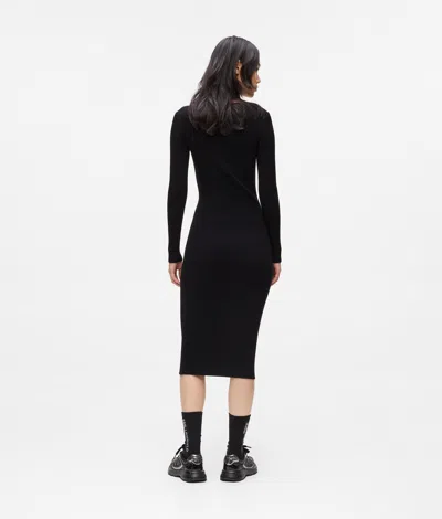 Kl Jeans Zip-front Knit Dress In Black