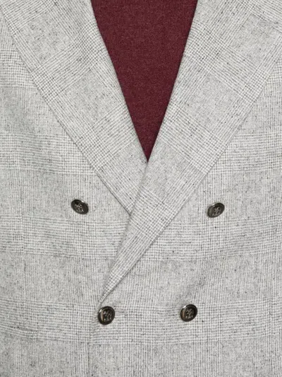 Brunello Cucinelli Men Wool And Silk Double-breasted Suit In White