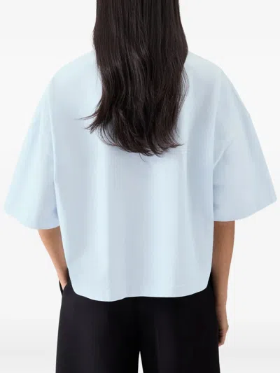 Jacquemus Le T-shirt Corto Logo-embroidered Cotton T-shirt In Blue