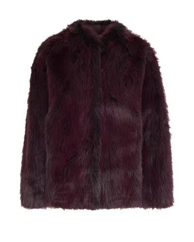 Patrizia Pepe Soft Fluffy Jacket In Purple And Red In Red