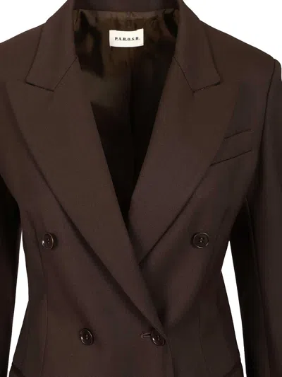 P.a.r.o.s.h Peak-lapel Double-breasted Blazer In Brown