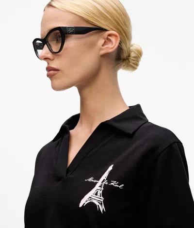 Karl Lagerfeld Eiffel Tower Sketch-print T-shirt In Black