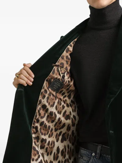 Dolce & Gabbana Double-breasted Sicily Light Cotton Velvet Jacket Clothing In Green