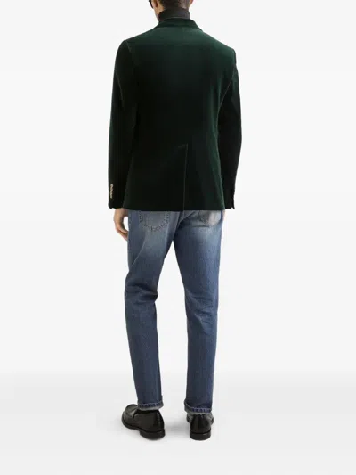 Dolce & Gabbana Double-breasted Sicily Light Cotton Velvet Jacket Clothing In Green