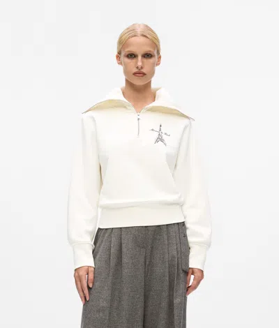 Karl Lagerfeld Eiffel Tower Half-zip Sweatshirt In Multi