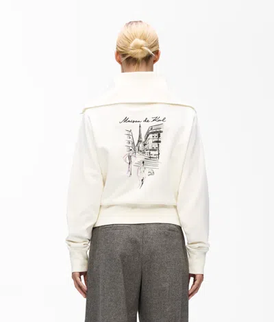 Karl Lagerfeld Eiffel Tower Half-zip Sweatshirt In Multi