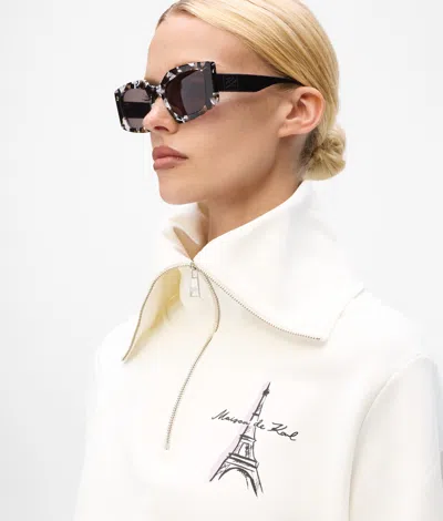 Karl Lagerfeld Eiffel Tower Half-zip Sweatshirt In Multi