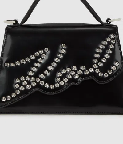Karl Lagerfeld Small Signature Studded Cross Body Bag In Black