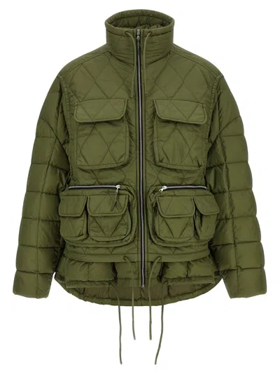Ienki Ienki High Neck Padded Nylon Jacket In Green