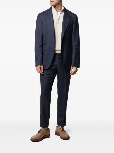 Brunello Cucinelli Half-zip Neutrals Sweater With Fitted Silhouette In Gold