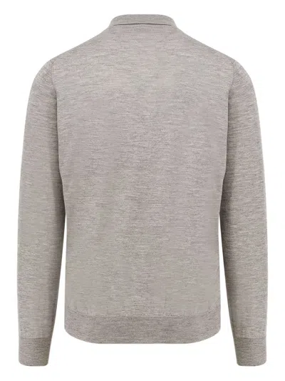 Brunello Cucinelli Long-sleeved Grey Polo With Textured Fabric In Gray