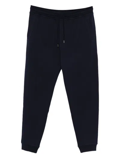 Brunello Cucinelli Navy Blue Trousers With Cuffed Hems In Black