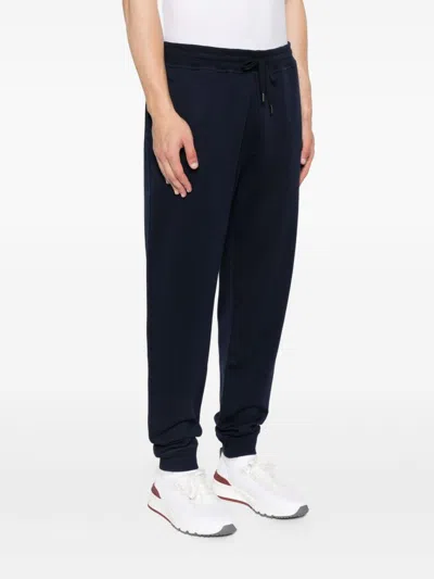 Brunello Cucinelli Navy Blue Trousers With Cuffed Hems In Black