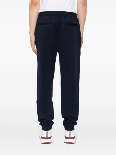 Brunello Cucinelli Navy Blue Trousers With Cuffed Hems In Black