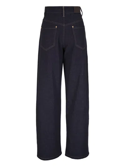 Brunello Cucinelli Wide-leg Denim Trousers With High Waist In Blue