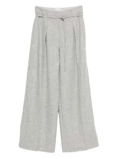 Brunello Cucinelli Wide-leg Light Grey Trousers In Gray