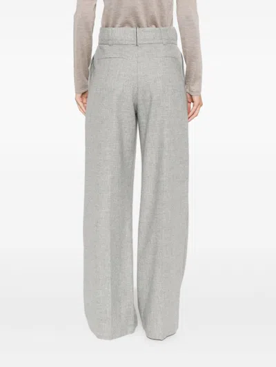 Brunello Cucinelli Wide-leg Light Grey Trousers In Gray
