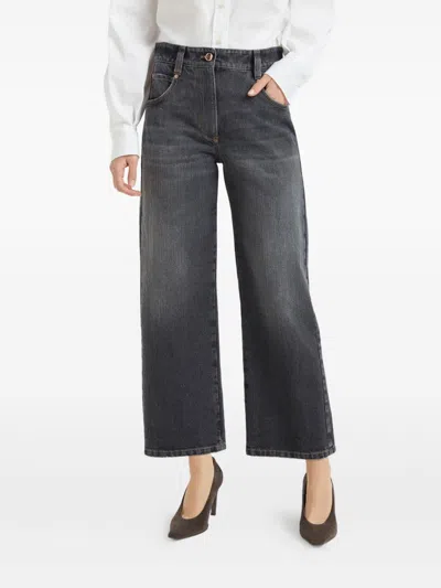 Brunello Cucinelli Dark Grey Classic Five-pocket Trousers With Concealed Fly In Gray