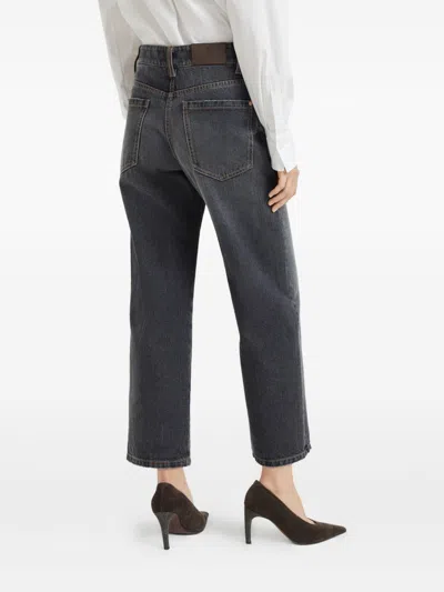 Brunello Cucinelli Dark Grey Classic Five-pocket Trousers With Concealed Fly In Gray