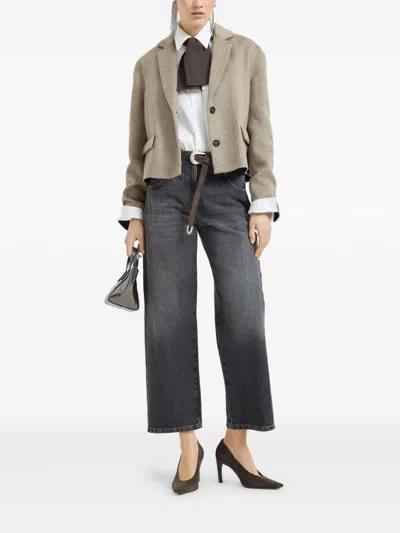 Brunello Cucinelli Dark Grey Classic Five-pocket Trousers With Concealed Fly In Gray
