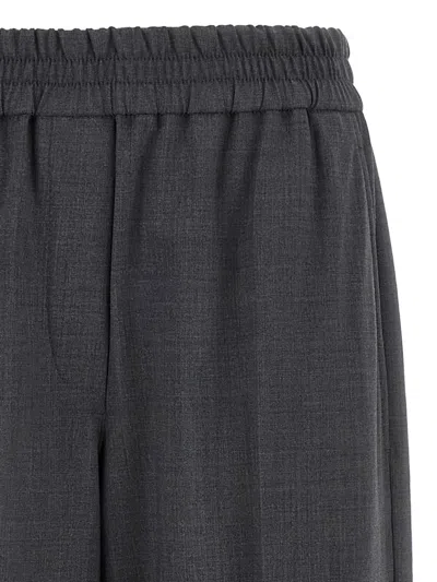 Brunello Cucinelli Relaxed Wide-leg Trousers With Textured Finish In Blue