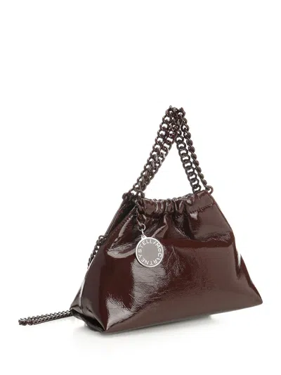 Stella Mccartney Falabella Mini Drawstring Bag Crinkled Patent Alter Mat W/tonal Chain Handbags Brown