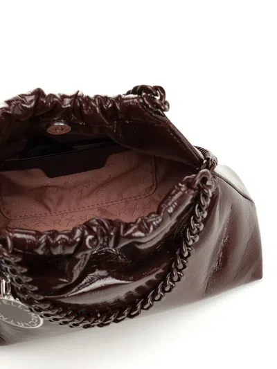 Stella Mccartney Falabella Mini Drawstring Bag Crinkled Patent Alter Mat W/tonal Chain Handbags Brown