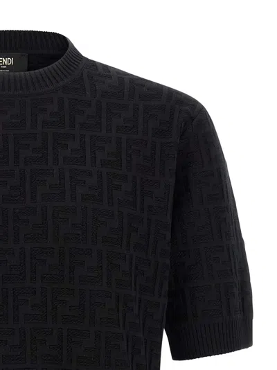 Fendi Cotton T-shirt With All-over Printed Ff Motif