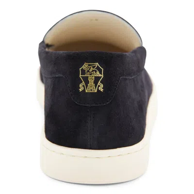Brunello Cucinelli Navy Leather Sneakers