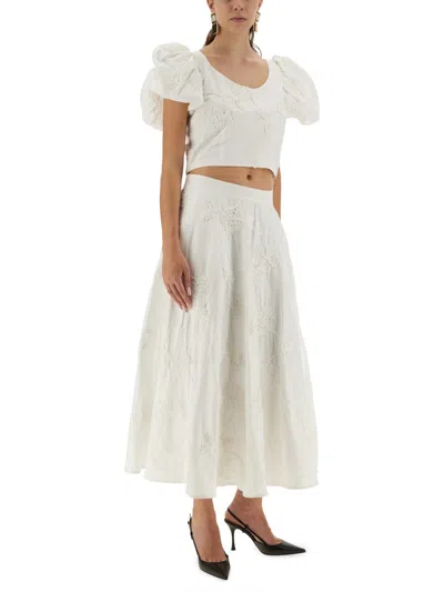 Rotate Birger Christensen Floral Midi Skirt In Neutral