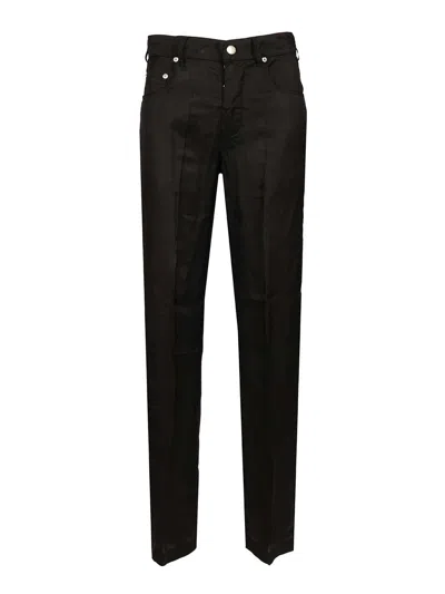 Rick Owens Geth Jeans In Fluid Cupro Twill Trousers Black In Black