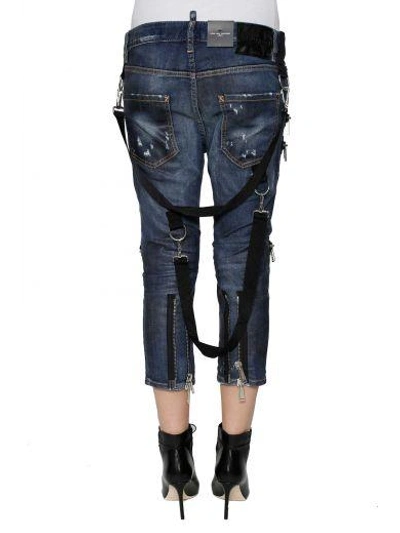 Shop Dsquared2 'cool Girl' Strap Jeans In Blu