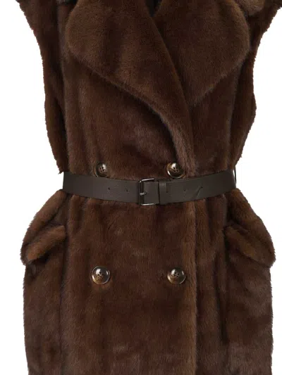 P.a.r.o.s.h Gilet Pelliccia Lungo Jackets Brown In Brown