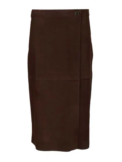 P.a.r.o.s.h Gonna Midi Aderente Skirts Brown In Brown
