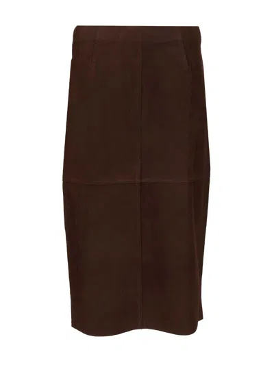 P.a.r.o.s.h Gonna Midi Aderente Skirts Brown In Brown