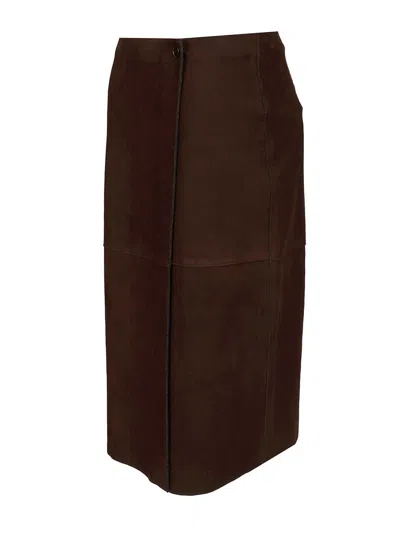 P.a.r.o.s.h Gonna Midi Aderente Skirts Brown In Brown