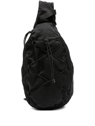 C.p. Company One-shoulder Logo Backpack In Black