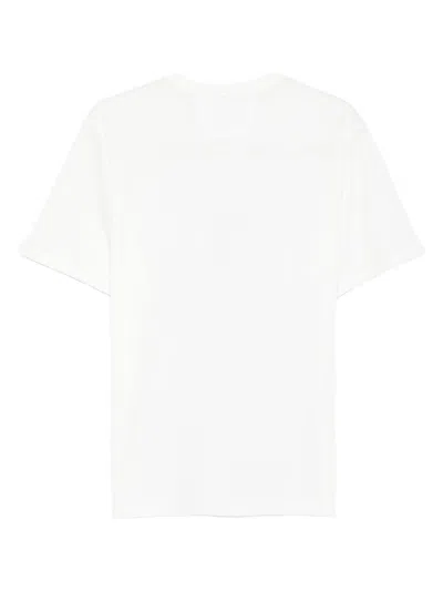 C.p. Company White T-shirt With Vertical Logo Printed On The Front In Cotton Man In White