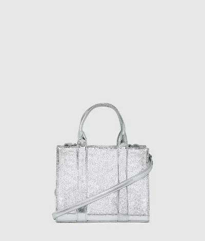Karl Lagerfeld Rue St-guillaume Mini Metallic Tote Bag In Silver