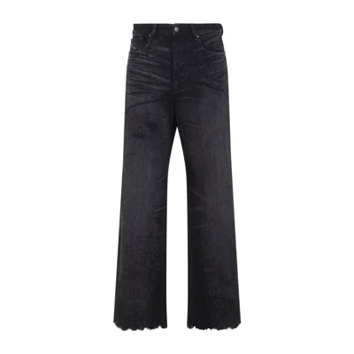 Diesel High-waisted Wide-leg Jeans With Edgy Raw Hem In Black