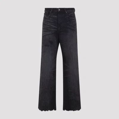 Diesel High-waisted Wide-leg Jeans With Edgy Raw Hem In Black