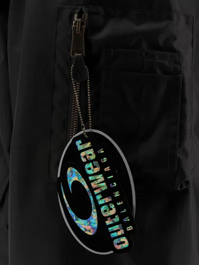 Balenciaga Oversize Ribbed Trims Sleeve Pocket In Black