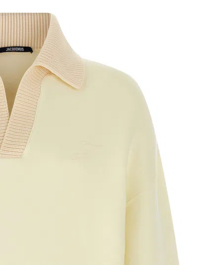 Jacquemus Ribbed Collar Long Sleeves Sweater In Neutral