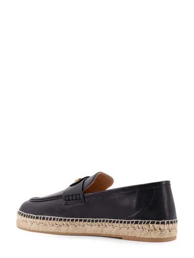 Valentino Avenue Palm Goatskin Espadrilles With Jute Sole In Black