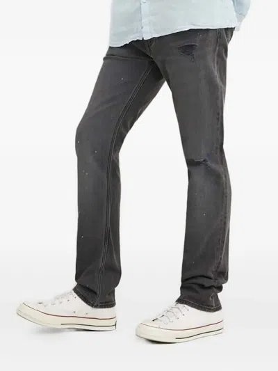 Hugo Boss Paint-splatter Distressed Jeans In Gray