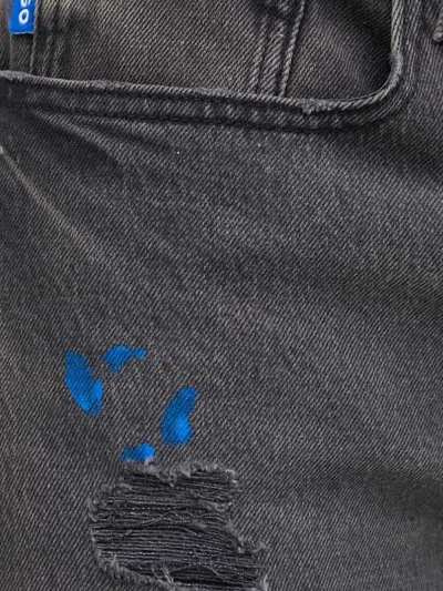 Hugo Boss Paint-splatter Distressed Jeans In Gray