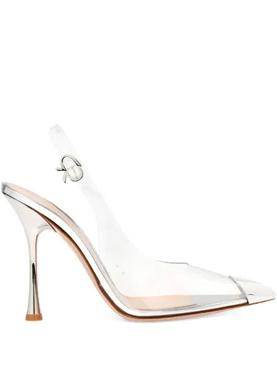 Gianvito Rossi Plexi Metal Cap-toe Slingback Pumps In Neutral