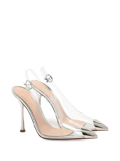 Gianvito Rossi Plexi Metal Cap-toe Slingback Pumps In Neutral