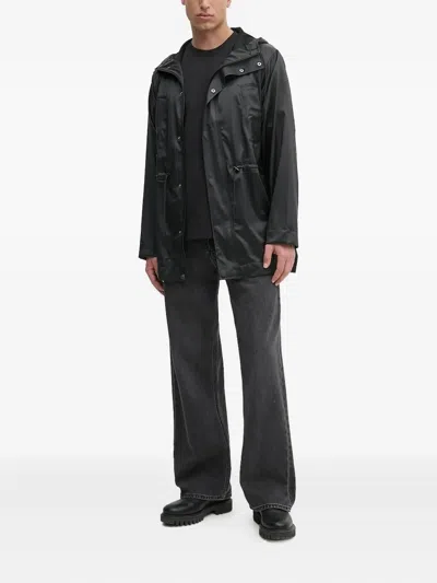 Rains Drawstring Hooded Jacket In Black